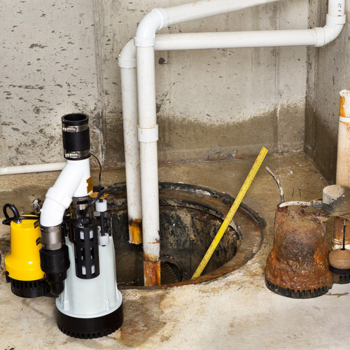 a sump pump located in a basement